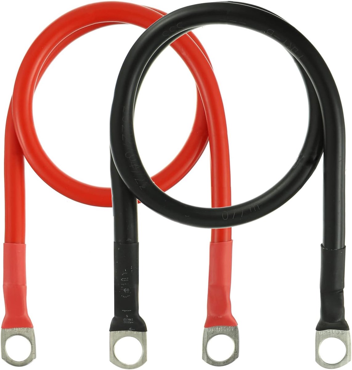 Accukabel 16 mm² 50 cm - Ringterminals - Rood en zwart - Ideaal voor voertuigen - ShopVlot