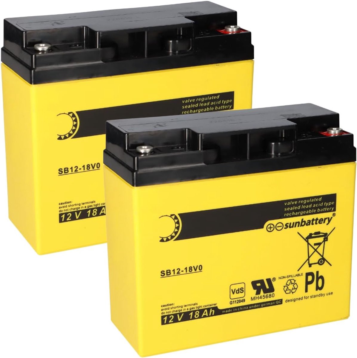 Vervangingsbatterij brandmeldpaneel 12 V 18 Ah - 2 x AGM batterijen - robuust en betrouwbaar - ShopVlot