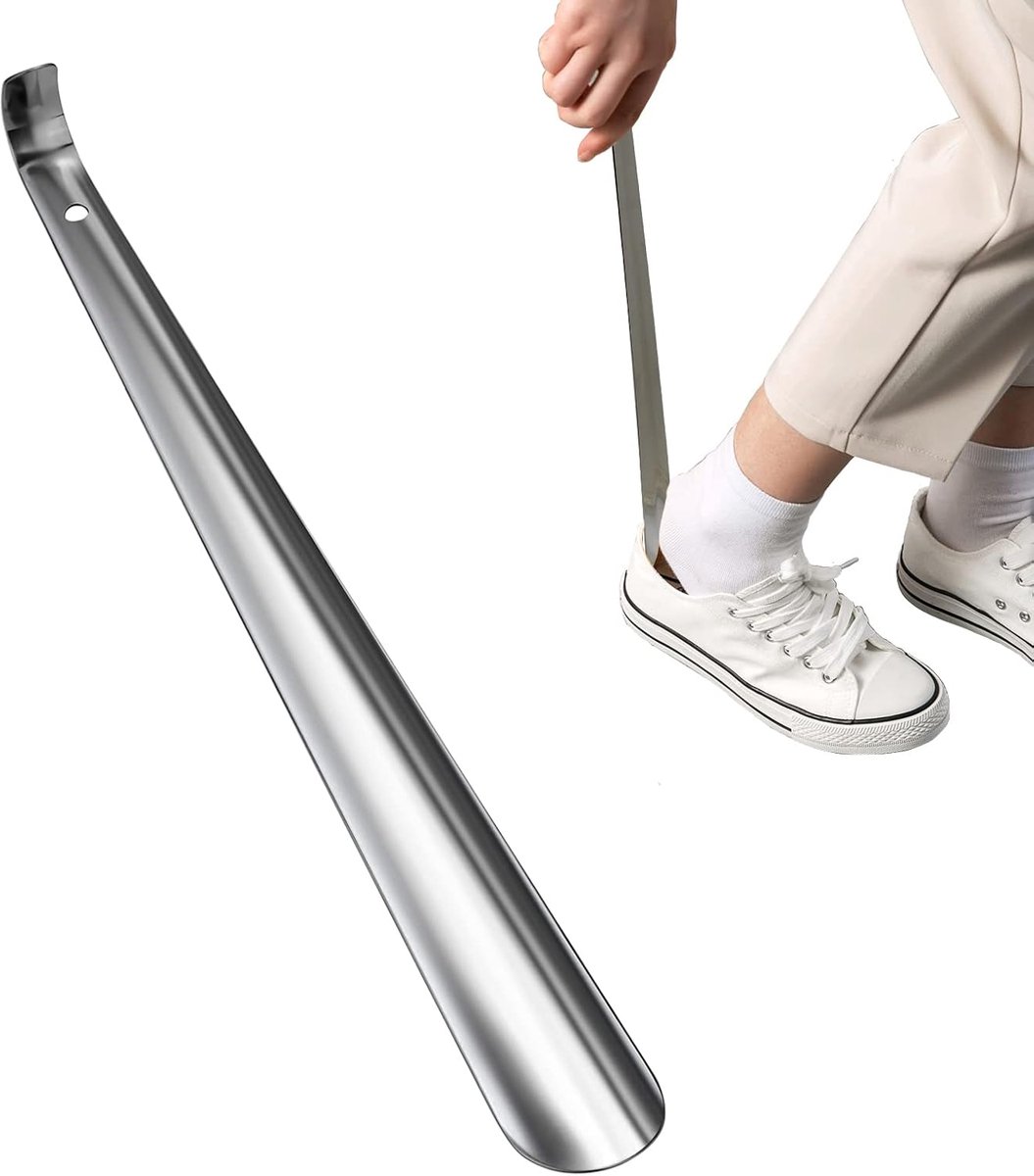 SnelShoppen - Schoenlepel Lang 42 cm Metaal Ergonomisch en Zeer Stabiel voor Mannen, Vrouwen, Kinderen en Senioren Ideaal voor Reizen