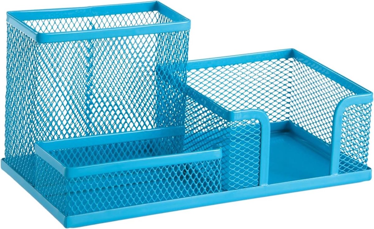 SnelShoppen - Leviatan Bureau-organizer, Pennenhouder, Tafel-organizer van Metaal, Kantoorplank met Mesh, Blauw, 205 x 103 x 98 mm voor Thuis en Op Ka