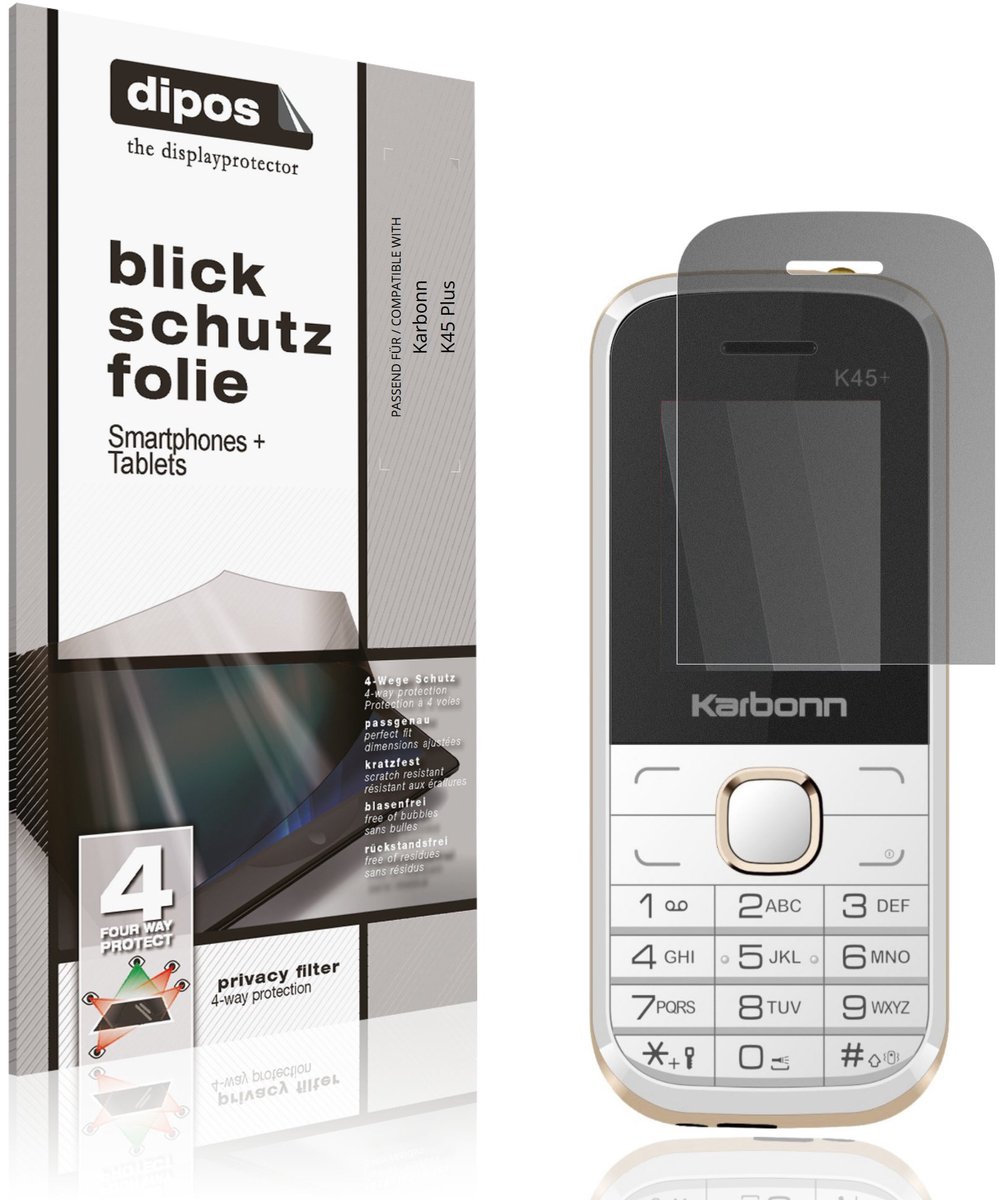 dipos – Matte Privacy Screenprotector geschikt voor Karbonn K45 Plus | Anti-Spy Beschermfolie