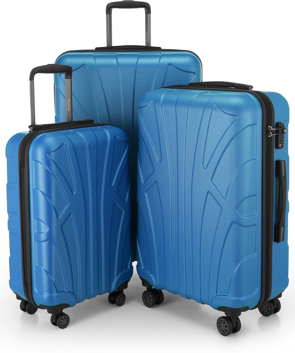 SnelShoppen - 3-delige Suitline Kofferset ABS Harde Schaal Handbagage 55 cm, Middel 66 cm, Groot 76 cm, Uitbreidbaar met TSA Slot, 4 Dubbele Wielen, T