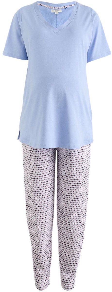 Next Dames - Pyjama met korte mouwen voor zwangere vrouwen - Blauw Blue Geometric