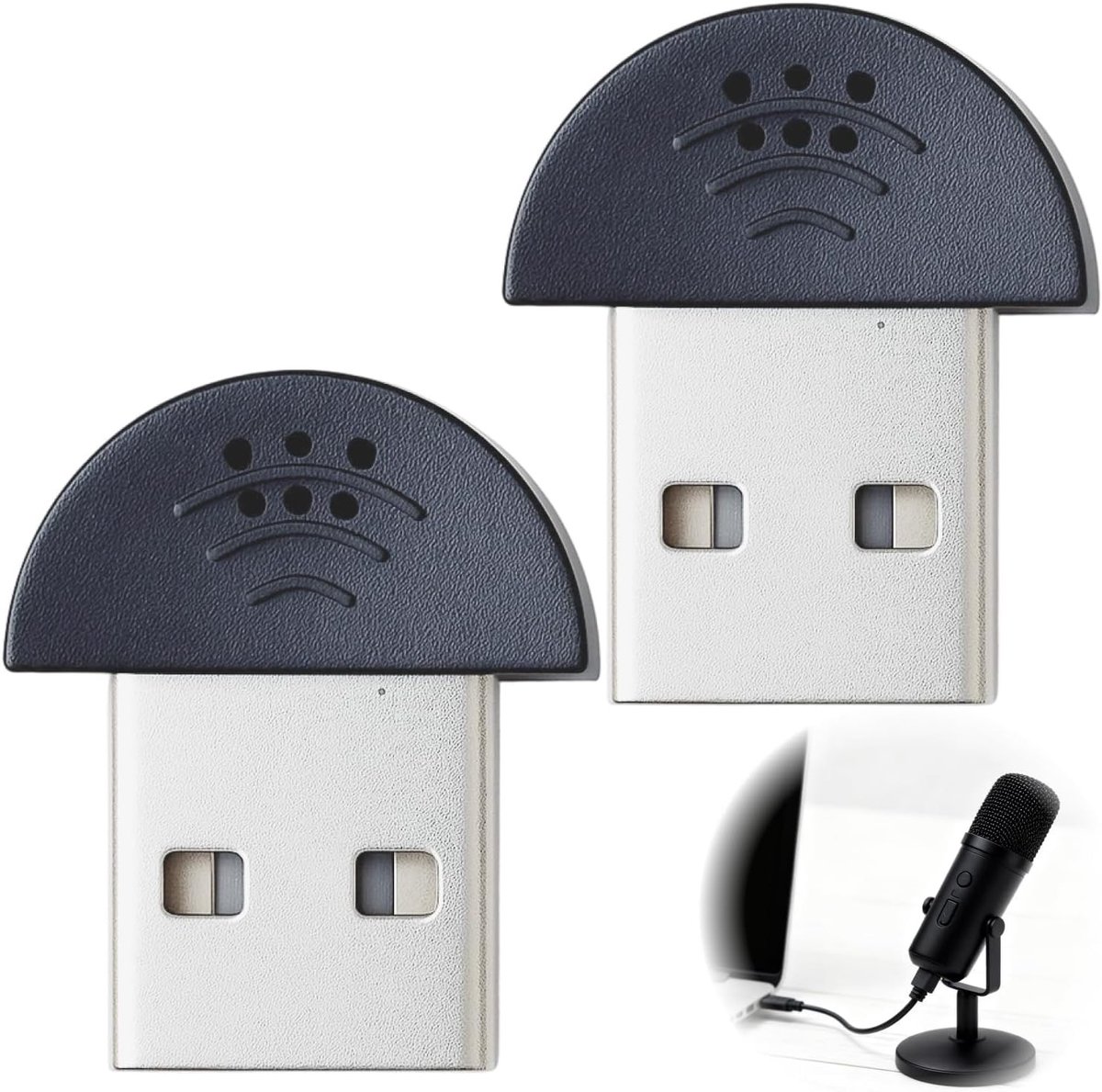 Omnidirectionele USB Microfoon 360° voor PC en Opnames, Hoge Gevoeligheid, Set van 2, Ideaal voor Streaming en Videoconferenties