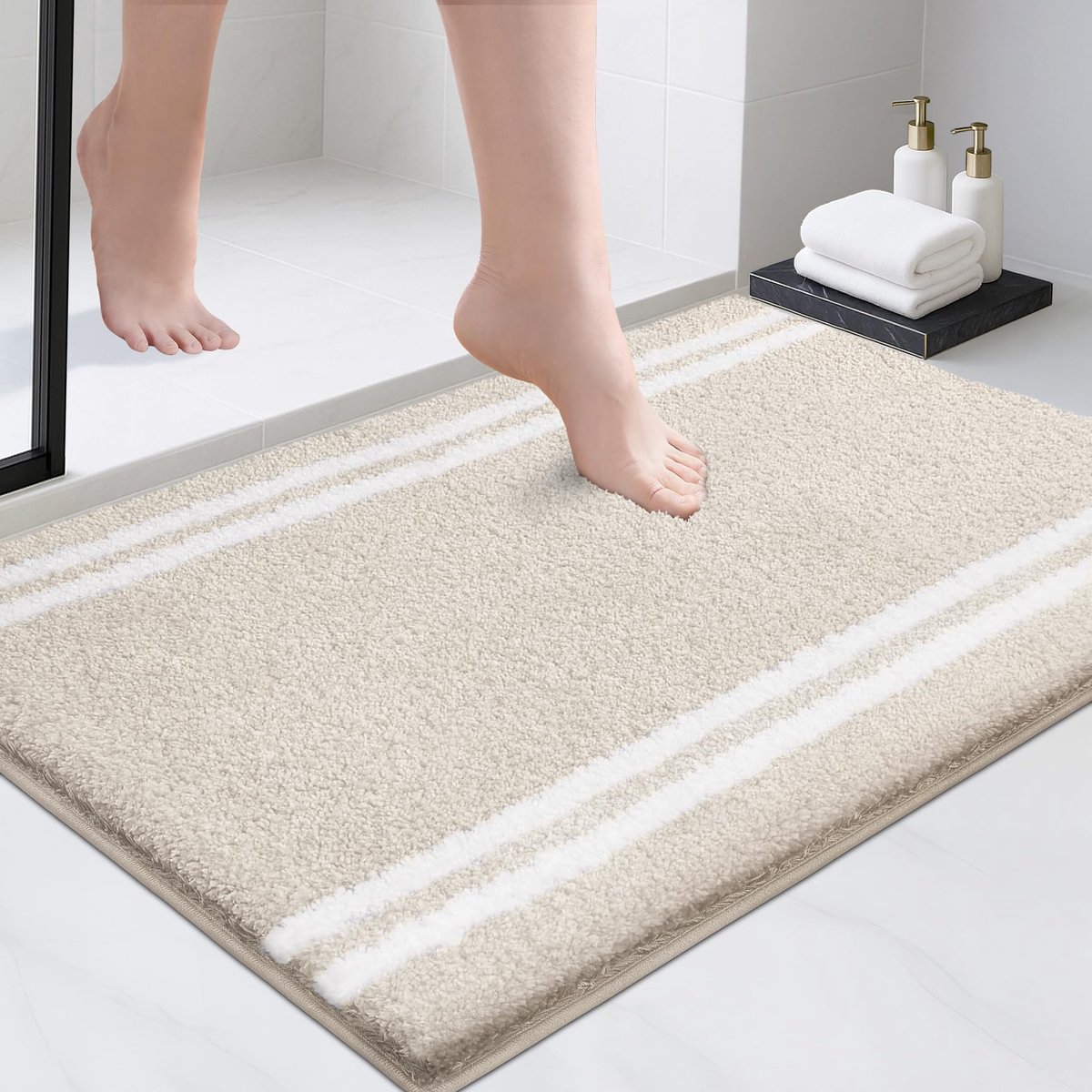 SnelShoppen - Antislip Badkamertapijt 60 x 91 cm - Super Absorberende Sneldrogende Shaggy Microvezel Badmat - Machinewasbaar Pluche Kleed voor Badkuip