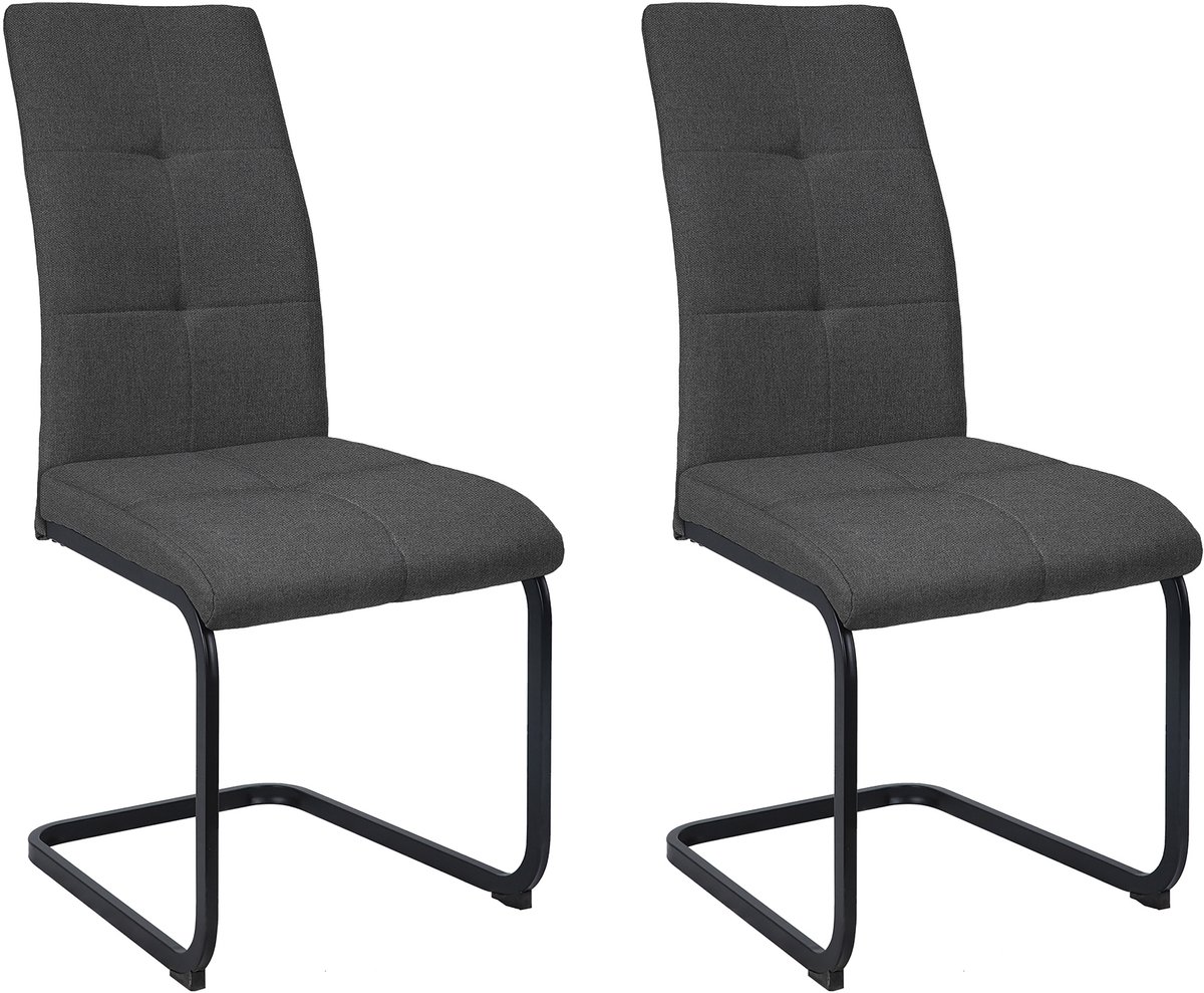 Bekleedde eetstoel in stof antraciet Set van 2