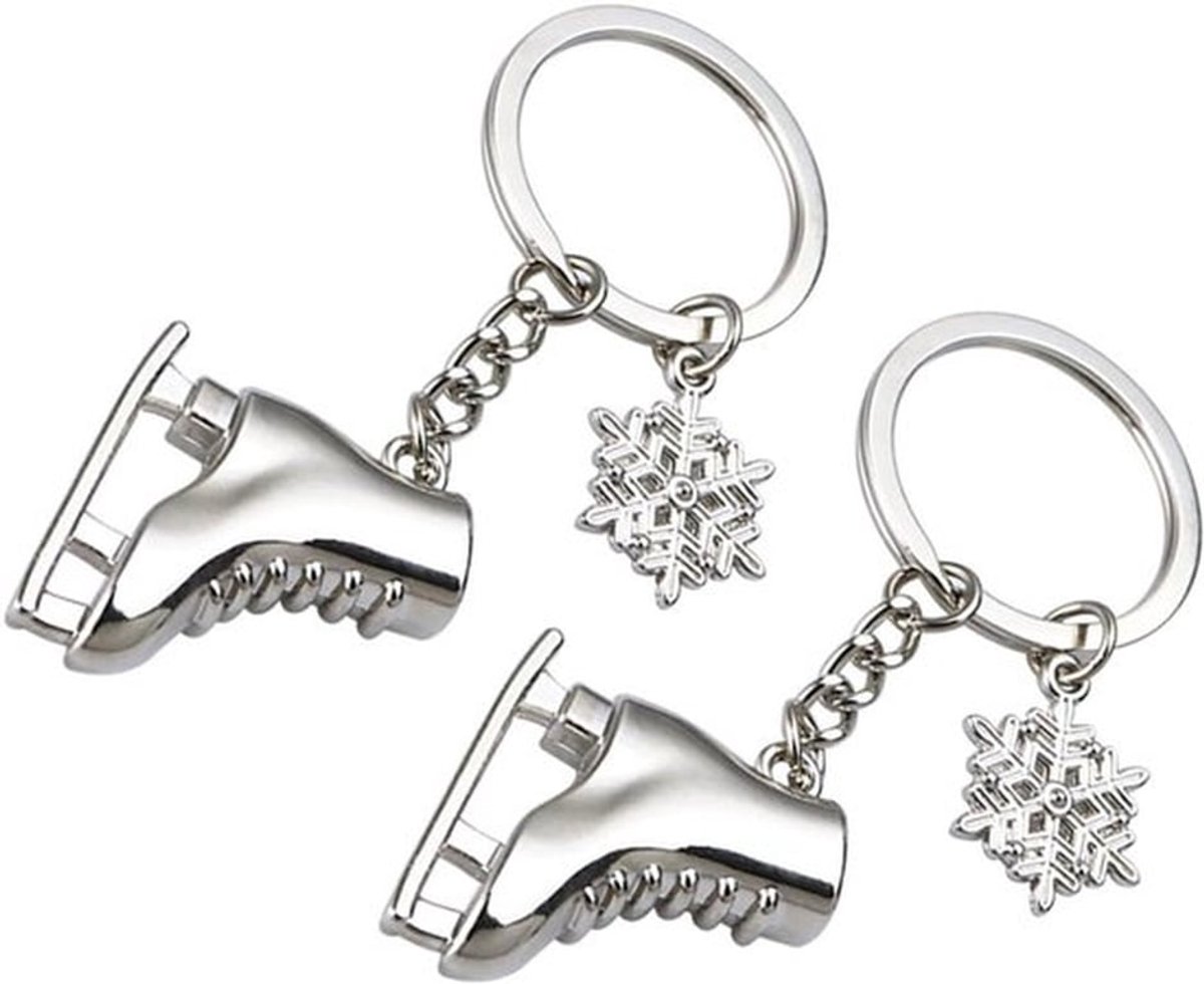 Schoensleutelhangers RVS 2 stuks - Autohanger voor Schaatsliefhebbers