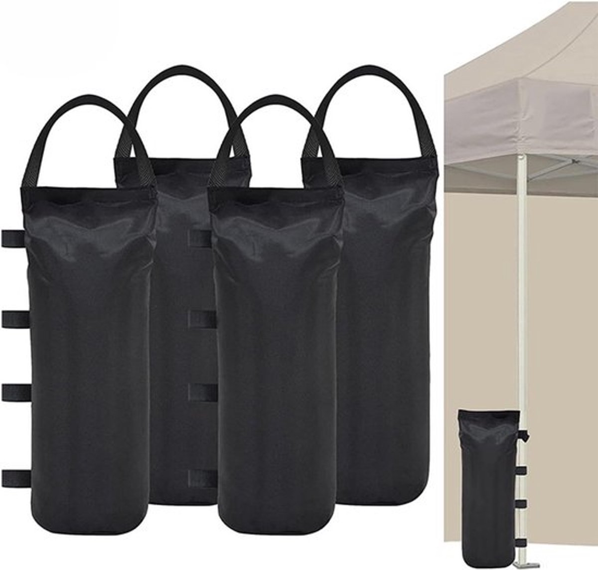 Set van 4 Gewichtzakken voor Gazebo en Tent - 800D voor Pop-up Tent, Parasol en Tuin - Zwart (4 Stuks x 50x20cm)