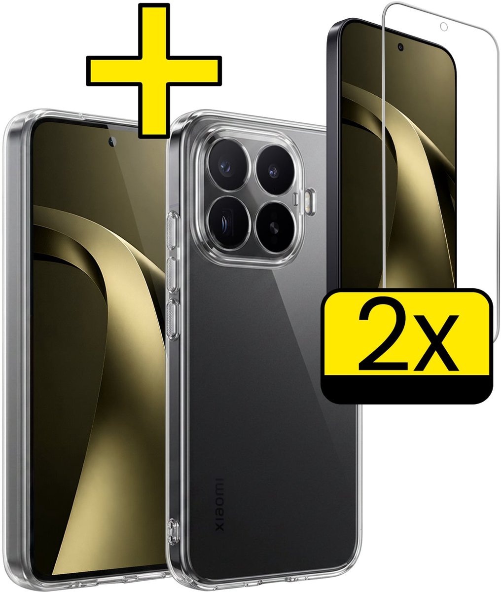 Hoesje - Met 2x Screenprotector - Geschikt voor Xiaomi 17T - Sterk & Shockproof - Back Cover - Siliconen Case - Telefoon Hoes - Telefoonhoesjes - Transparant