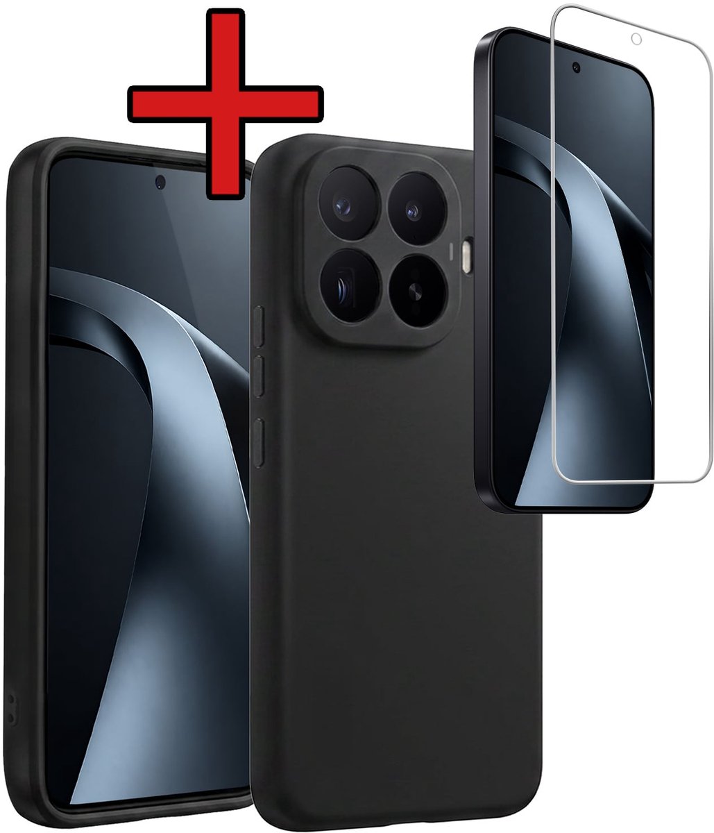 Hoesje - Met Screenprotector - Geschikt voor Xiaomi 17T Pro - Sterk & Shockproof - Telefoon Hoes - Back Cover - Siliconen Case - Telefoonhoes - Zwart