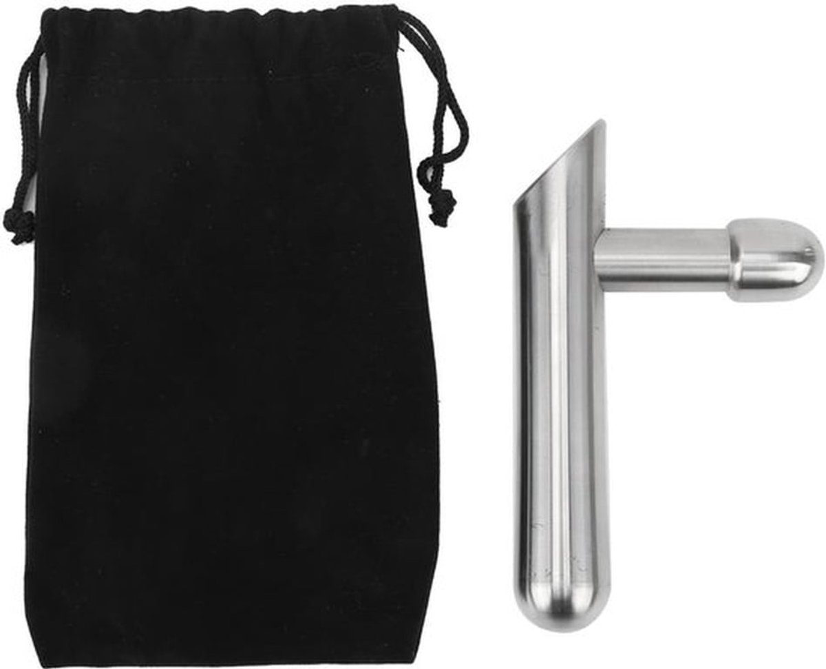 Drukmassagestaaf Roestvrij Staal - T-Stang Massagegereedschap - Diep Weefsel - Triggerpunten - Inclusief Opbergtas - 11,9 cm
