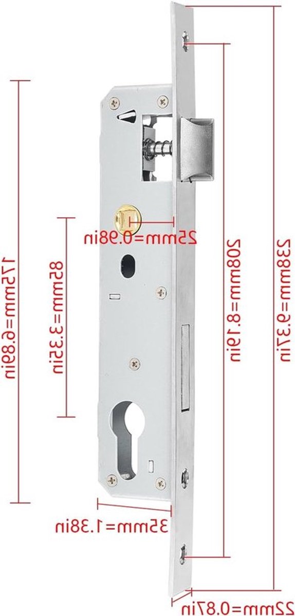 Robuuste RVS buislock voor tuinpoort - Afstand 85 mm - Randafstand 25 mm - Veiligheidsoplossing voor deuren