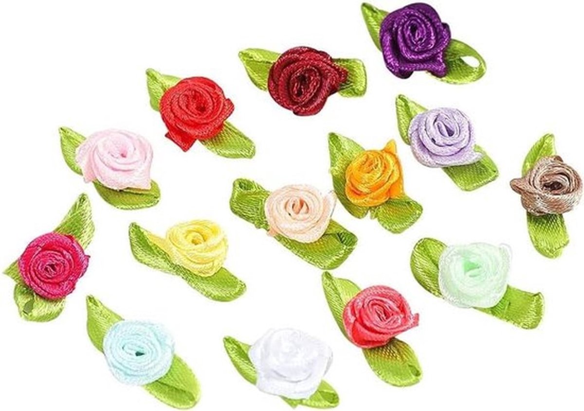 100 Mini Rozen Bloemenhoofden - Decoratieve Bloemapplicaties voor Knutselen, Scrapbooking en Haarsieraden