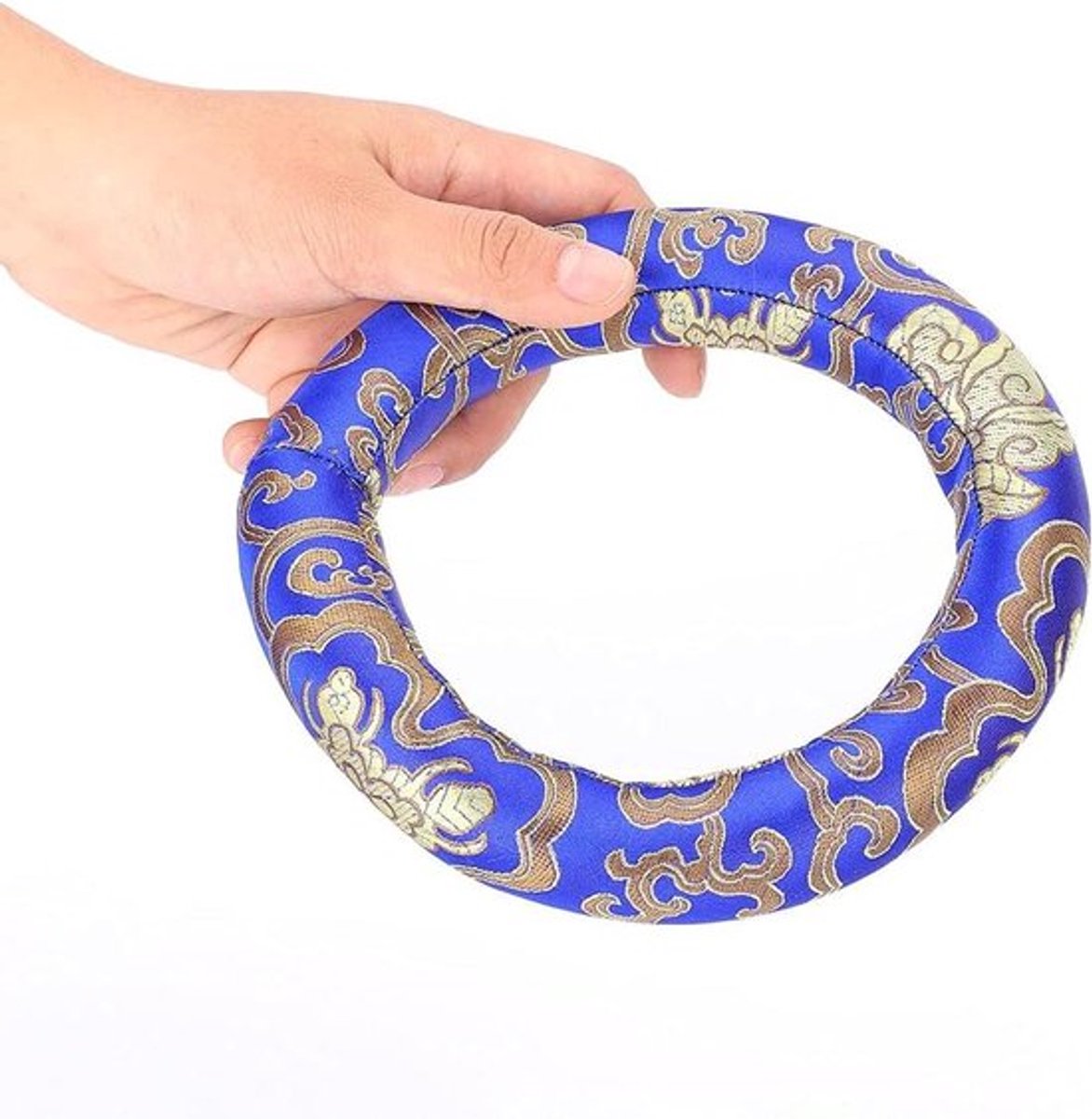 16 cm klankkomkussen van zijde brokaat voor meditatieklankschalen - blauw