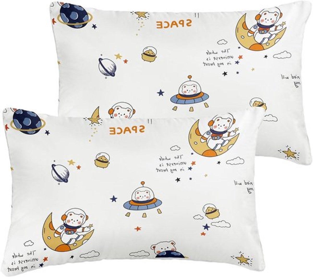 2 stuks kussenslopen voor baby, 40 x 60 cm, dierenprint, puur katoen, klapsluiting, machinewasbaar - wiegkussen hoesjes op maat