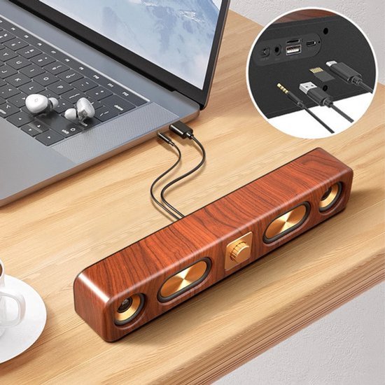 Retro draadloze soundbar met twee 2-inch subwoofers, Bluetooth-luidspreker Geschikt voor op het bureau van Merkloos — afbeelding 2