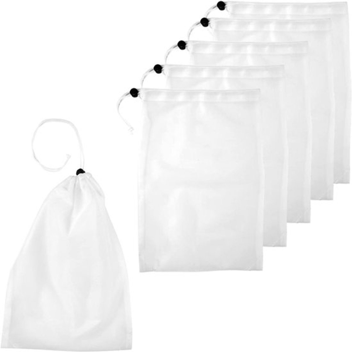 Stofzuigerzak voor Zwembad, 6 Stuks, 21x31 cm, Fijn Mesh, Vervanging voor Zwembadstofzuiger, Aquariumfilterzak, Trekkoord Vacuümbags, Zwembaden, Vijvers en Aquaria.
