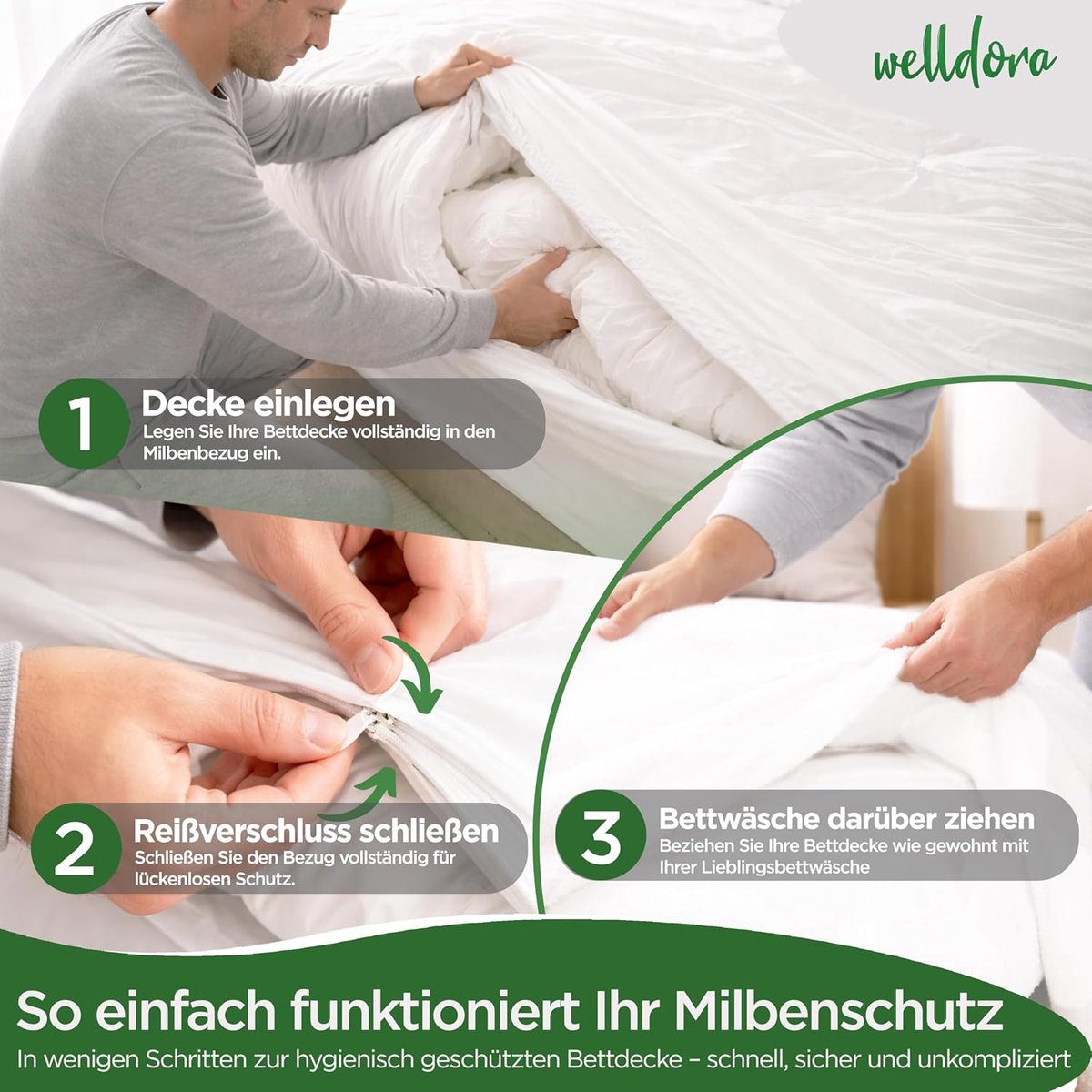 Welldora Duvet Cover - Anti-Mites - 200 x 200 - Tested Allergy Friendly Duvet Cover - ShopVlot