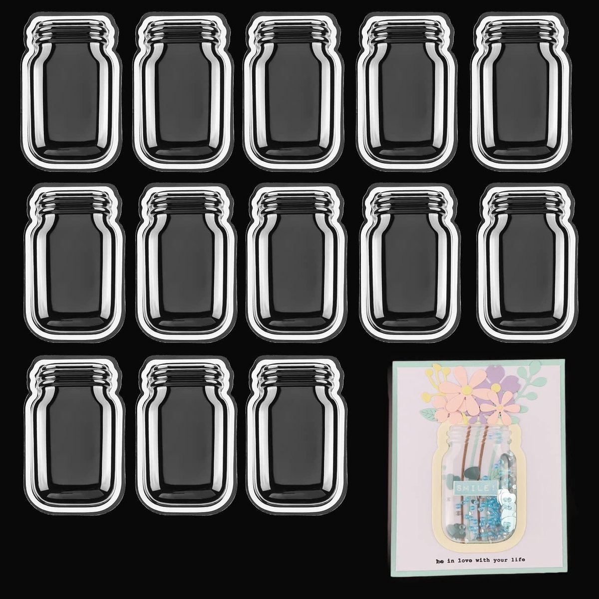 20 Stuks Plastic Shaker Potten voor Kaarten Maken - Duidelijke Puffy Covers en Blister Papier voor Creatieve Projecten, Afmetingen 4.5cm x 7.5cm