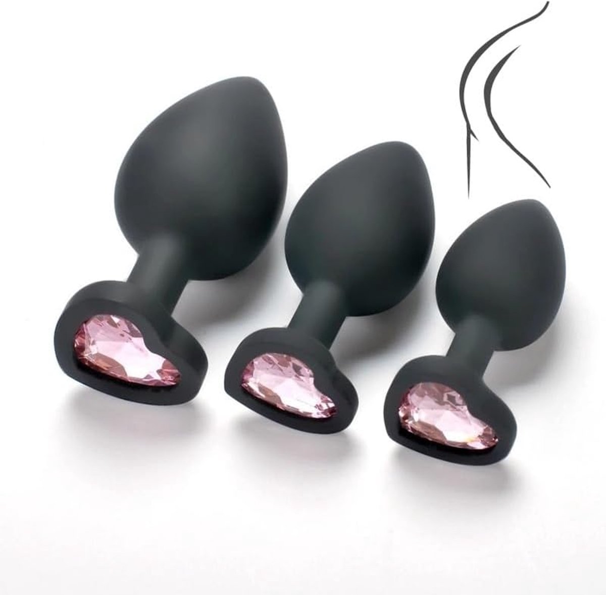 SnelShoppen - Zwart Siliconen Accessoire Set - Elegante Edelsteen Decoratie - Gladde 3-Delige Set Voor Stretch Training - Licht Roze - Ideaal Voor Fit