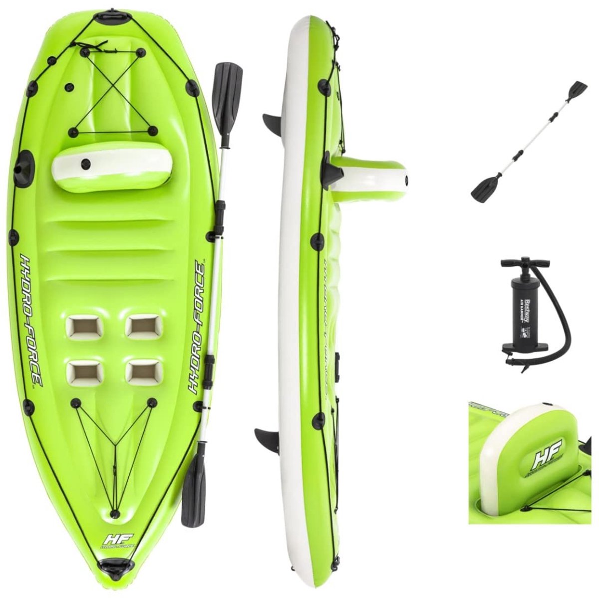 SnelShoppen - Opblaasbare Kajak voor 1 Persoon, Hydro-Force Boot Set met Handpomp en Peddel, Ideaal voor Vissen en Avontuurlijke Uitjes in de Natuur