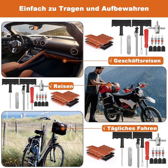 Bandenreparatieset Auto - Lekke Banden Reparatie - Noodreparatie Onderweg - Compleet Met Bandenspanner - 37 Delig - Niet Van Toepassing — afbeelding 4