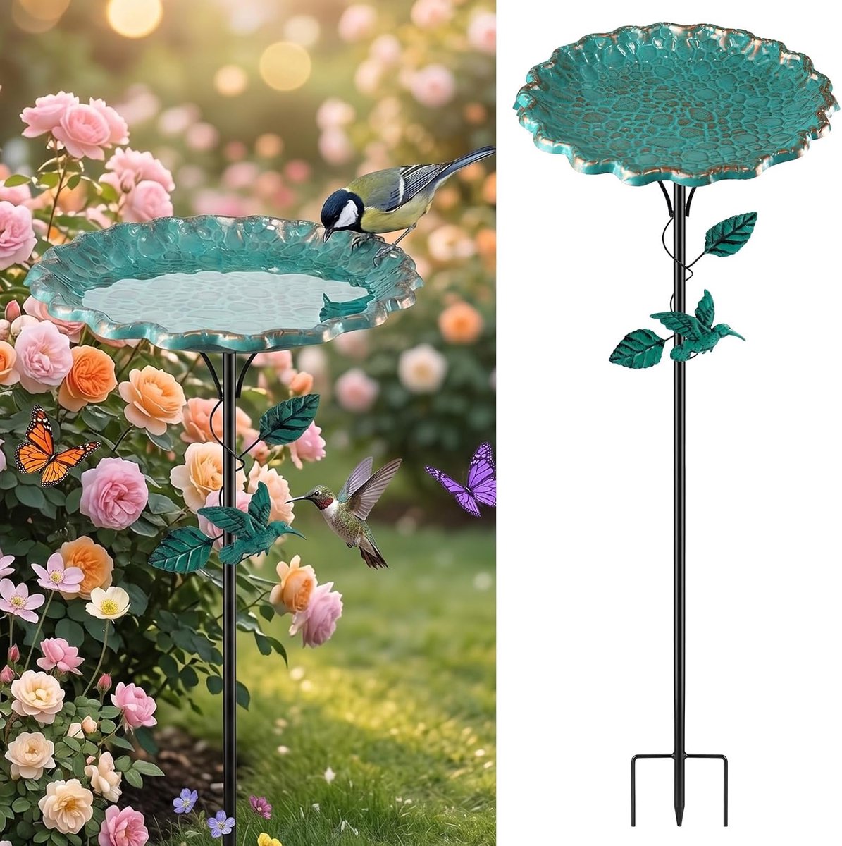 SnelShoppen - 2026 Tuinsteker Bijendrinker Vogelbad Insectenbak Bloemenvorm Winterbestendig Tuindecoratie Outdoor Voederbak Voor Tuin, Terras, Binnenp