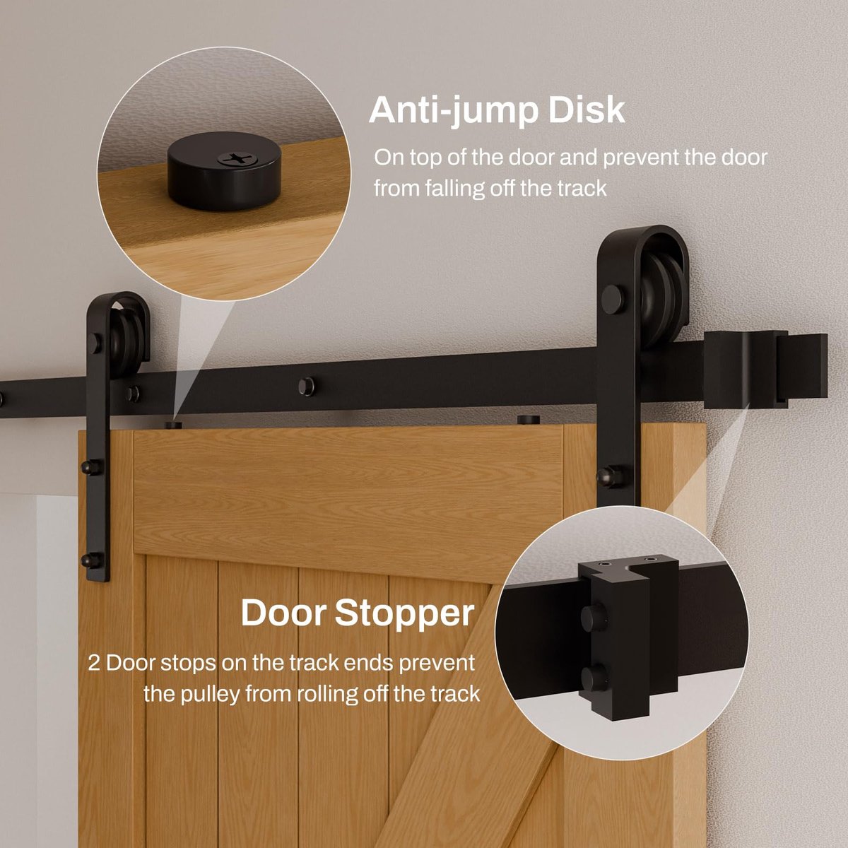 SnelShoppen - 183 cm Schuifdeur Hardware Kit - Duurzame Houten Schuurdeur met Kastrailrol voor Keuken, Tuin en Stijlvolle Interieurs