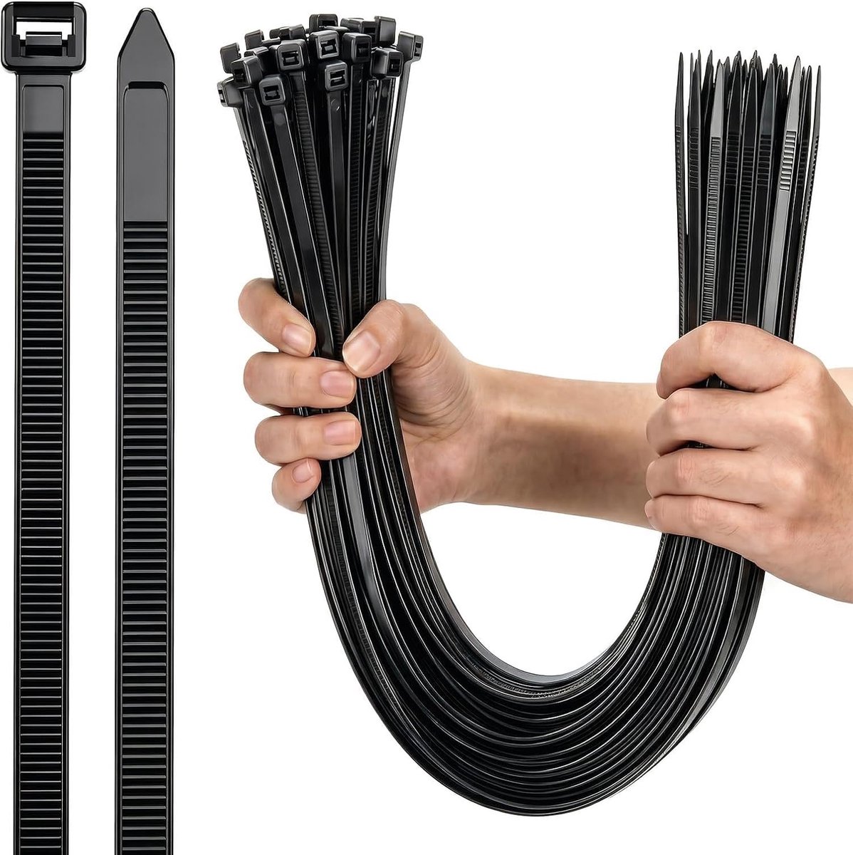 550mm x 9mm Long Cable Ties, 100 Pieces, Large Long Zip, UV Resistant, with 90kg Tensile Strength, Heavy Duty Thick - ShopVlot