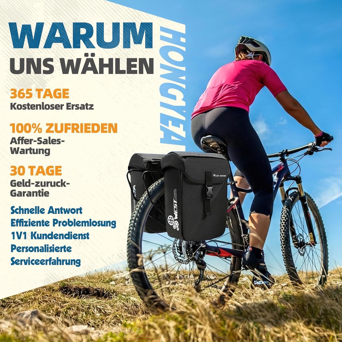 SnelShoppen - Fietstas voor bagagedrager 35 liter - Grote capaciteit, reflecterend, gemakkelijk te reinigen, met laptopvak, extra vak met ritssluiting