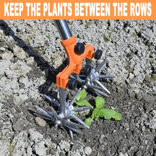 SnelShoppen - Rotating garden cultivator met verstelbare roestvrijstalen stelen, 145 cm voor grondbewerking, brine mengen en herzaaiing van Snelshoppen — afbeelding 3