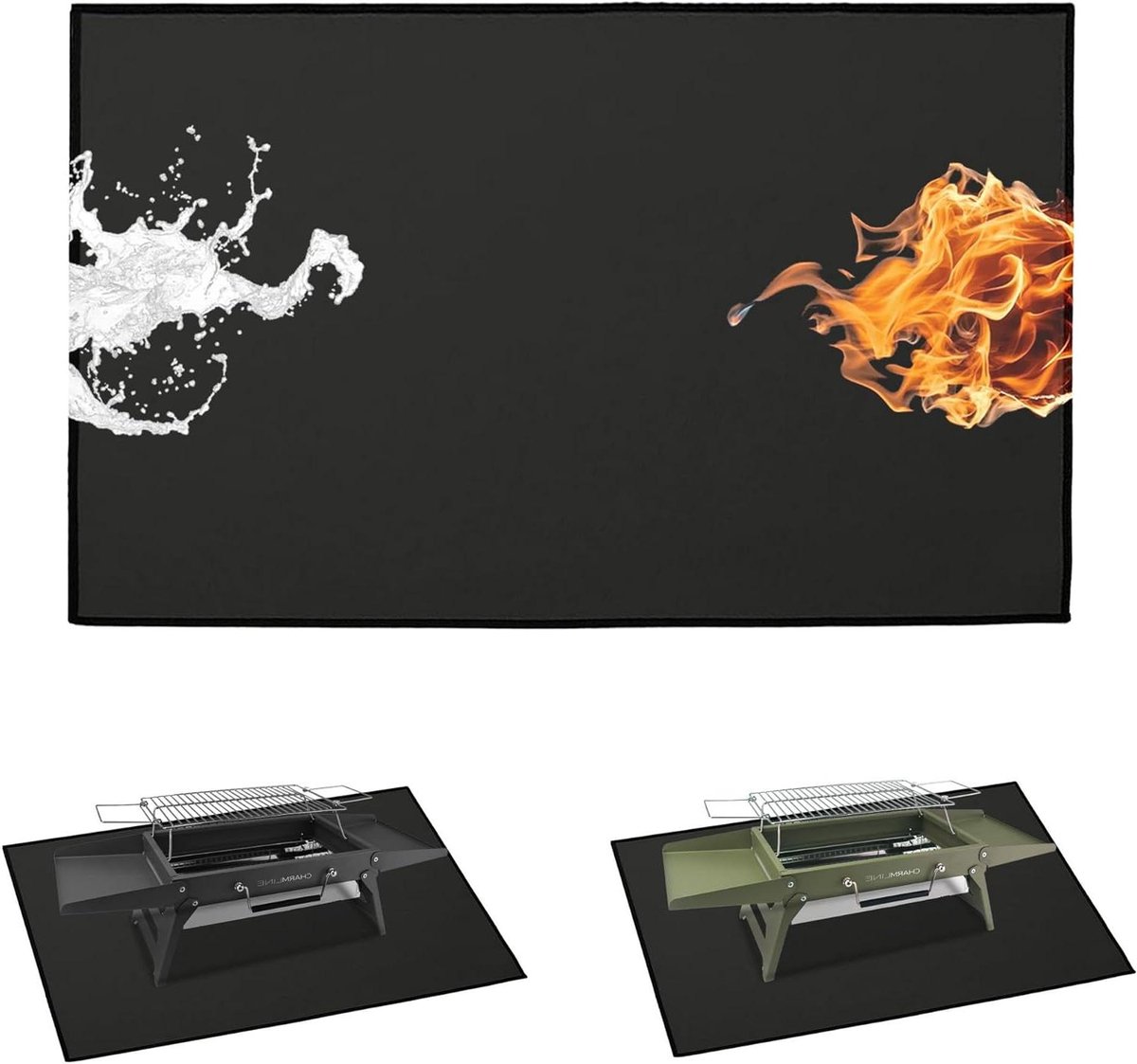 Hittebestendige Onderlaag - Grillmat Vuurvast - Bescherming Gazon - Water- en Oliebestendig - 80x50 cm - Zwart
