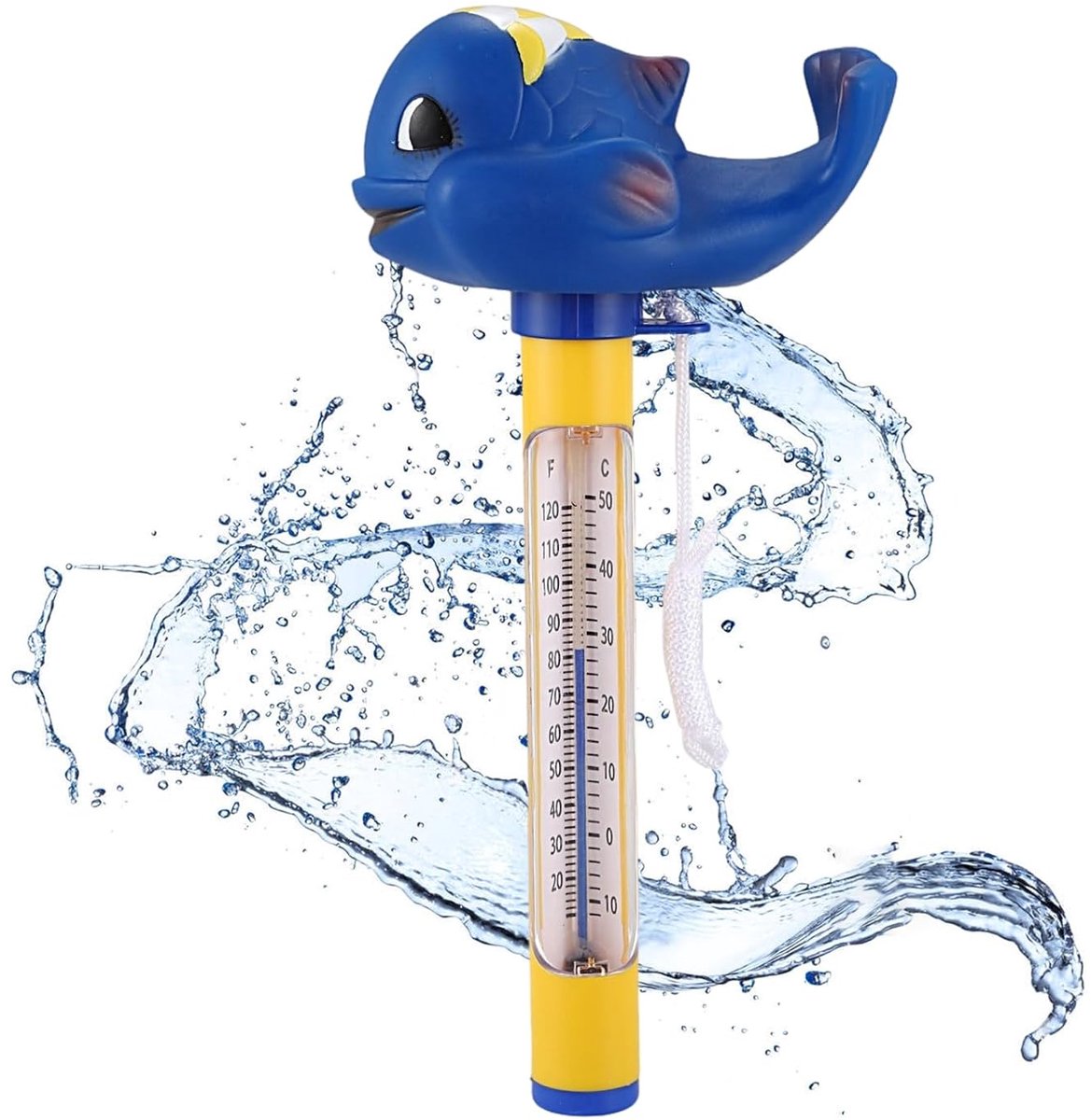 Zwevende zwembadthermometer - cartoon walvis - goed leesbare temperatuurschaal - ideaal voor binnen en buiten - ShopVlot