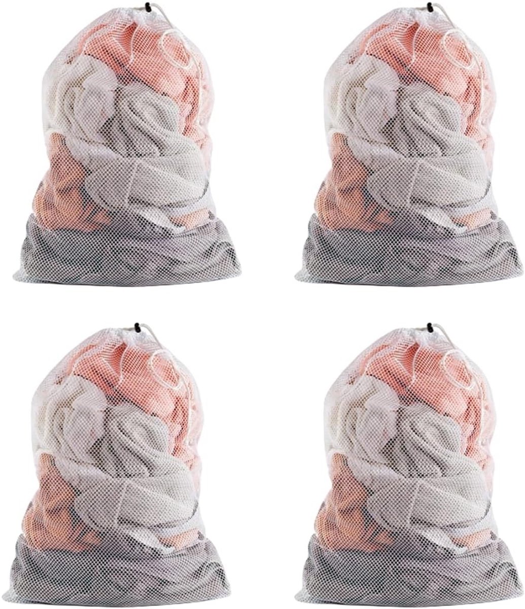 Set van 4 Wasnetten met Trekkoord, Grote 60 x 90 cm, Voor Delicate Kleding, Dekbedden en Bedlinnen, Ideaal voor Thuis en Reizen