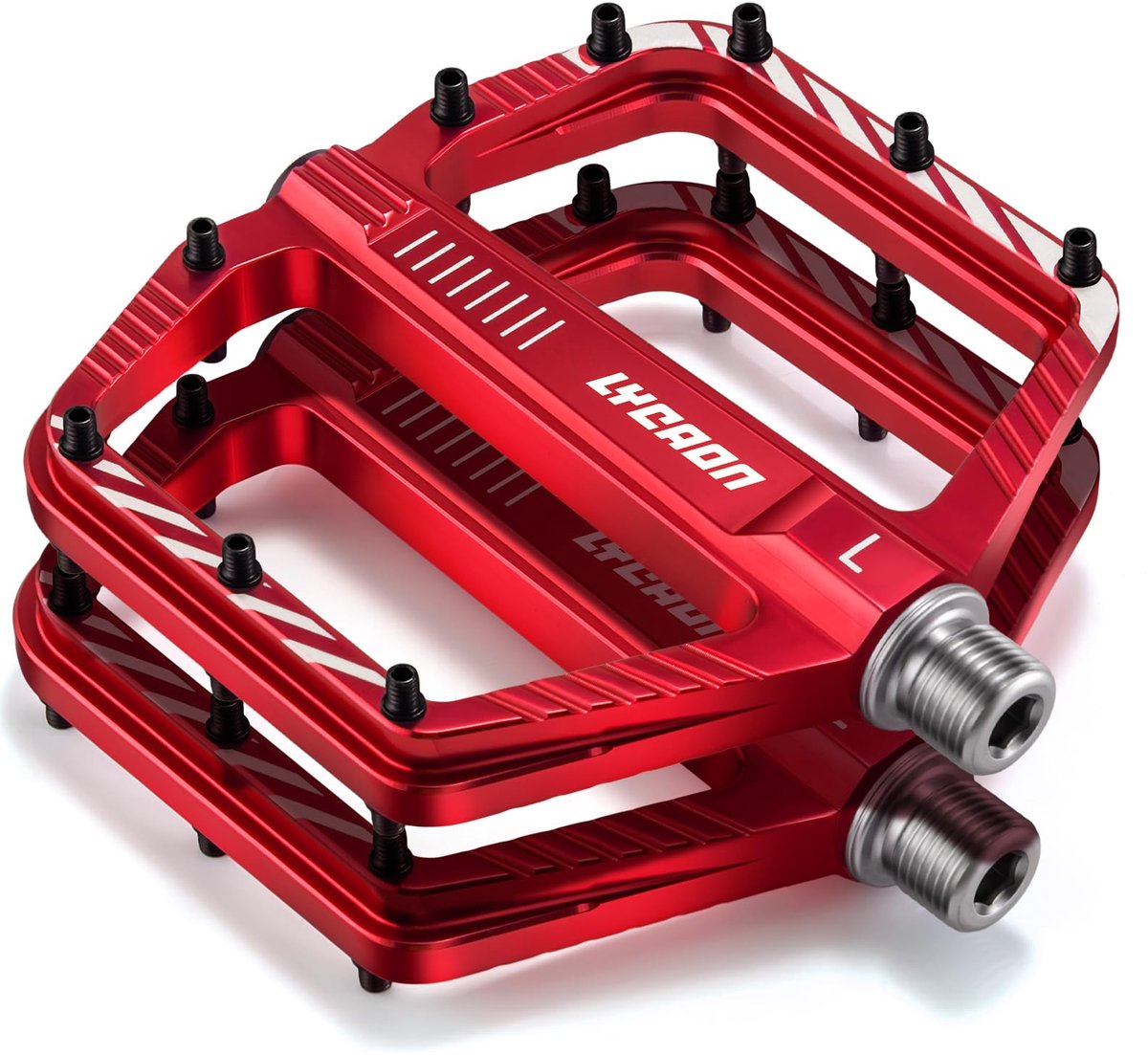 SnelShoppen - Fietspedalen Antislip Aluminiumlegering, CNC-gefräste CR-MO Lagertjes, Universele 1,4 cm Pedalen, Rood voor Fietsen en Mountainbiken