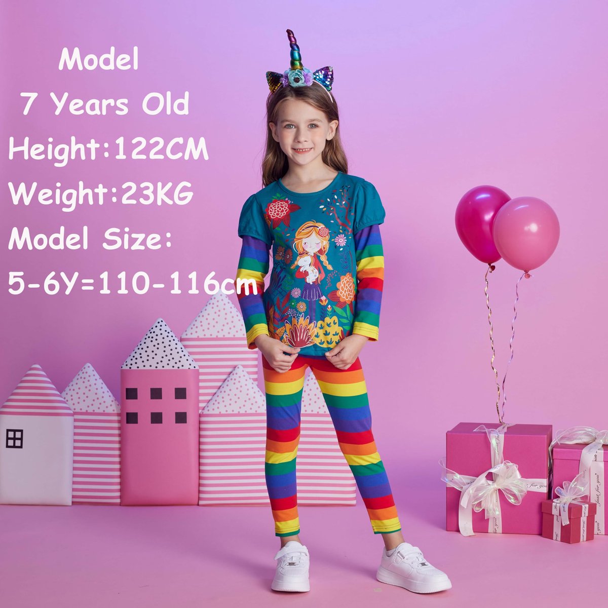 SnelShoppen - Kledingset Meisjes Katoenen Outfit Met Lange Mouwen Winter Sets Met Broek Shirt 5-6 Jaar - Comfortabele en Stijlvolle Kindermode voor Fe