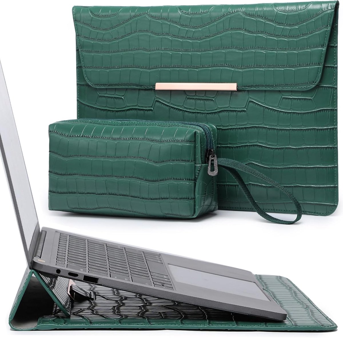SnelShoppen - 13 Inch Dames Laptophoes met Standaard voor MacBook Air 13, MacBook Pro 13, iPad Pro/Air 13, Surface Pro, XPS 13, Beschermhoes met Zakje