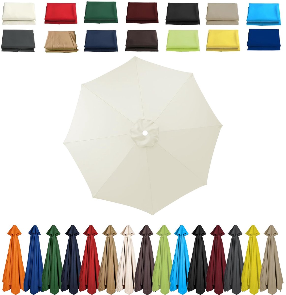 SnelShoppen - Reservehoes voor parasol 2m, 2,3m, 2,5m, 2,7m, 3m, 6/8 baleinen, stoffen bekleding, beige voor tuin, terras, binnenplaats, vervangende o