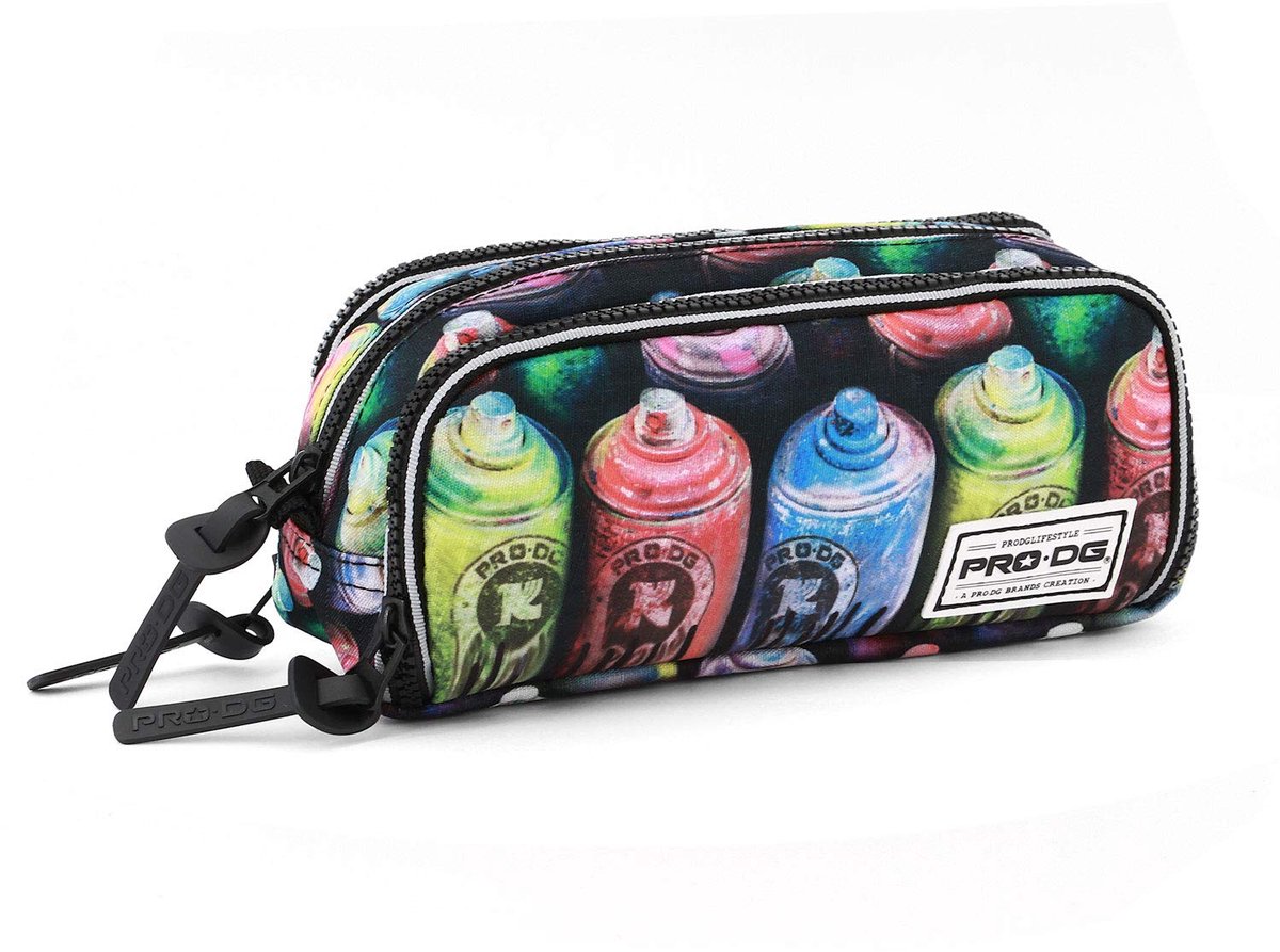 SnelShoppen - Etui voor pennen en potloden met drie vakken, ritssluiting, 22 cm, zwart, ideaal voor school, kantoor en creatief gebruik
