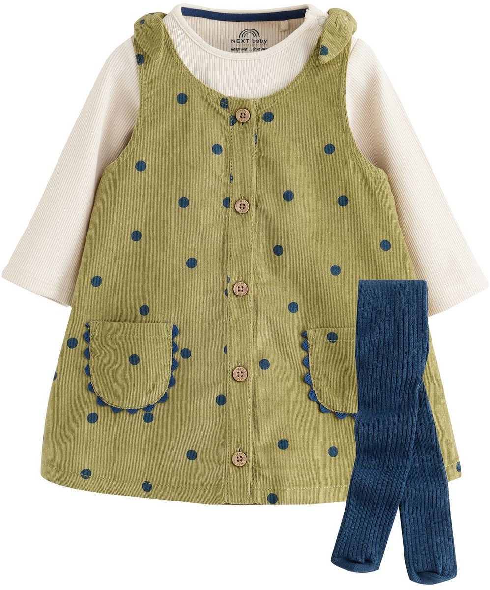 Next - Meisjes - 3-delige babyset van overgooier, romper met lange mouwen en maillot - Groen