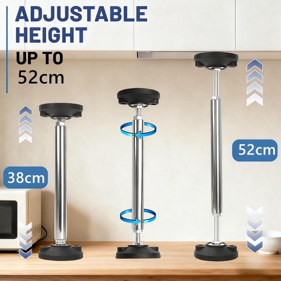Set van 2 Verstelbare Telescopische Steunen voor Posten, Hoogte 38 tot 52 cm, Draagvermogen 300 kg, Ideaal voor Kantoor en Meubels — afbeelding 5