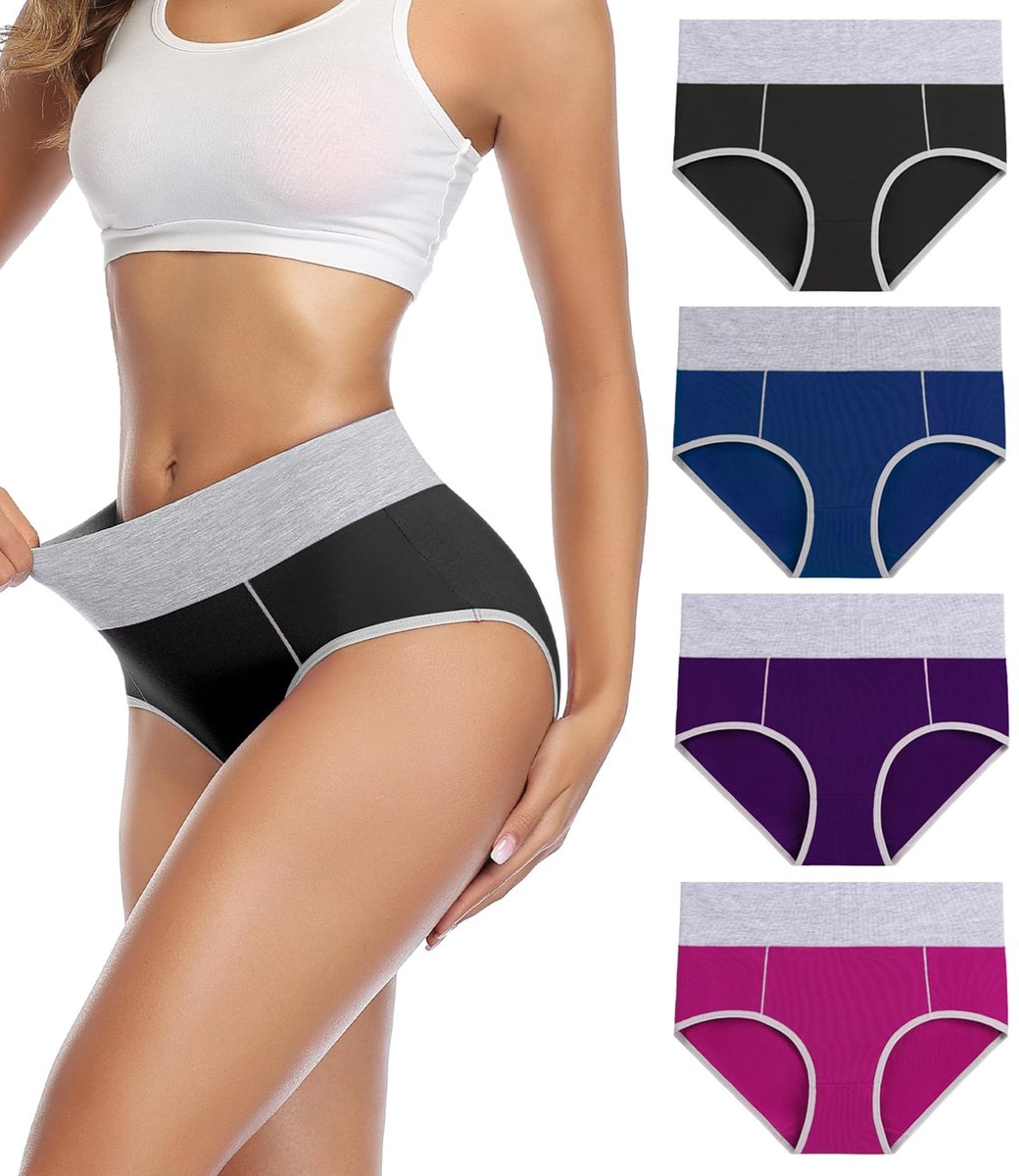 Dames Ondergoed - Hoge taille, 4 stuks multicolor