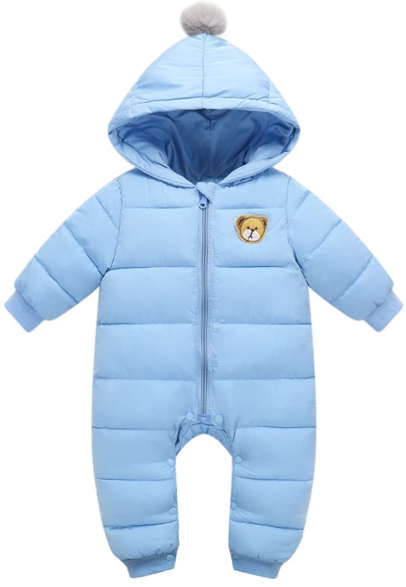 Baby Ski Suit - Hooded Overalls - Blauw voor 9-24 maanden