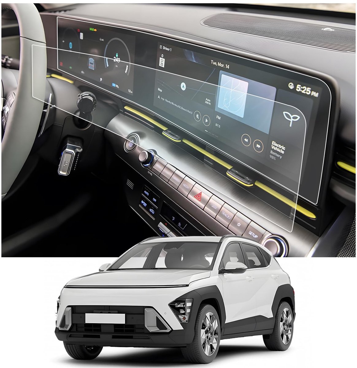 Navigatie Screen Protector - 4H Krasbestendig voor Hyundai Kona SX2