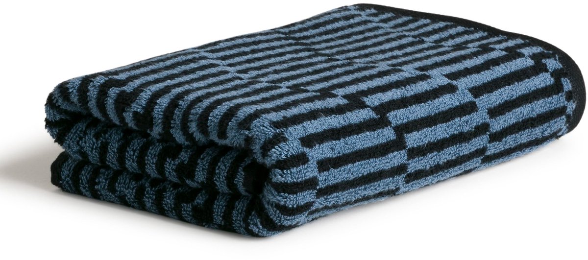 Handdoek Illusions Relief - 50 x 100 cm - Staalblauw/Zwart