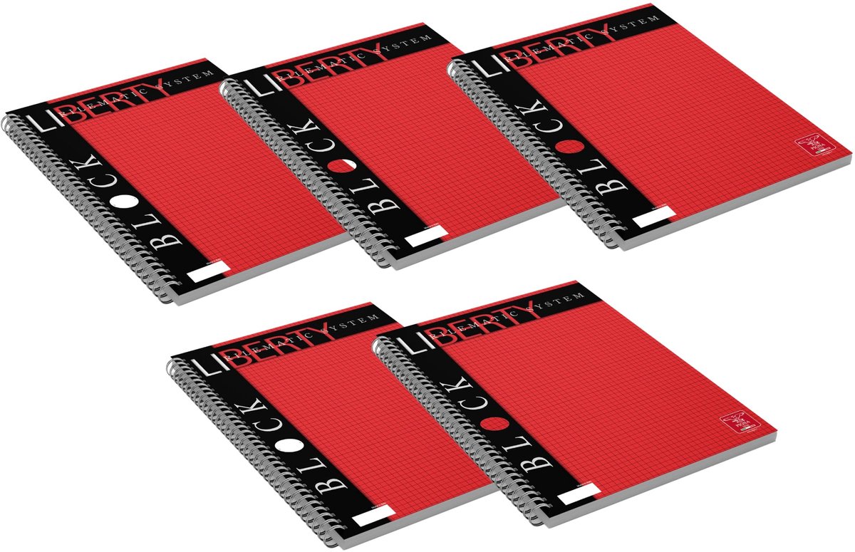 Spiralen notitieblok A4 - Zachte hoes - Dierenprint - Rood - 5 stuks