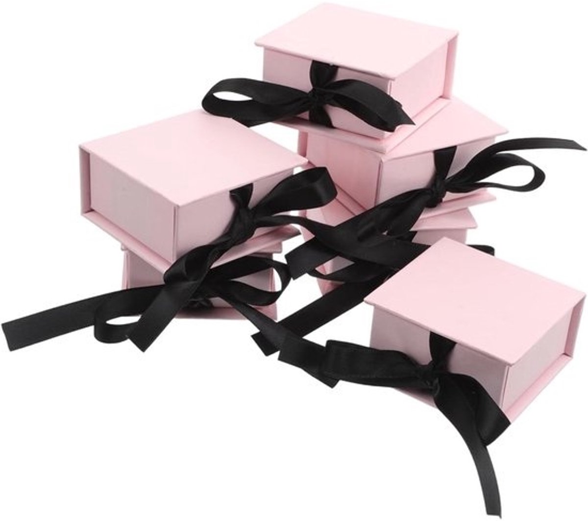 Sieradendoosjes Lint - Cadeaudoosjes Feest - Bruiloft Presentatie - Stijlvol Ontwerp - 7x7x3.5cm - Roze