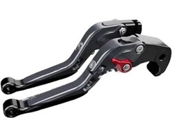 Hydraulische koppelings- en remhendel Motorfiets Rem Koppeling Hevels Voor Z800 Voor E 2013-2016 Koppelingshendel Remhendel Set Verstelbare Inklapbare Handvat motorfiets Accessoires(Grey-red Button)