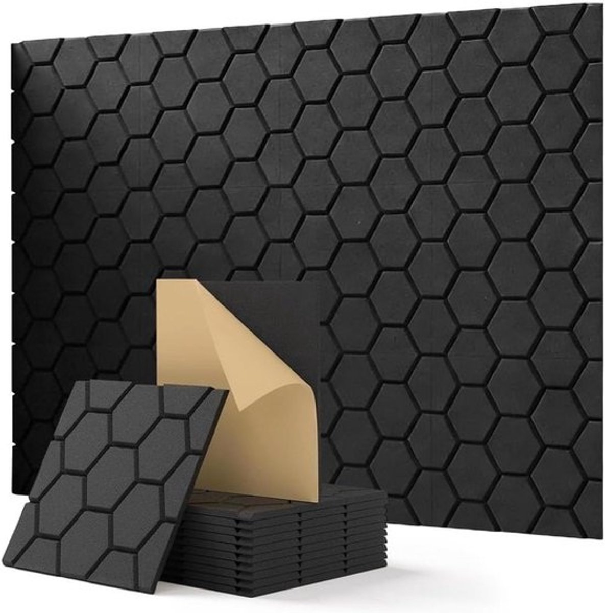 Akoestische Panelen - Geluidsisolatie Platen - Geluidsverbetering - Zelfklevend - 30x30x0.9 cm - Zwart