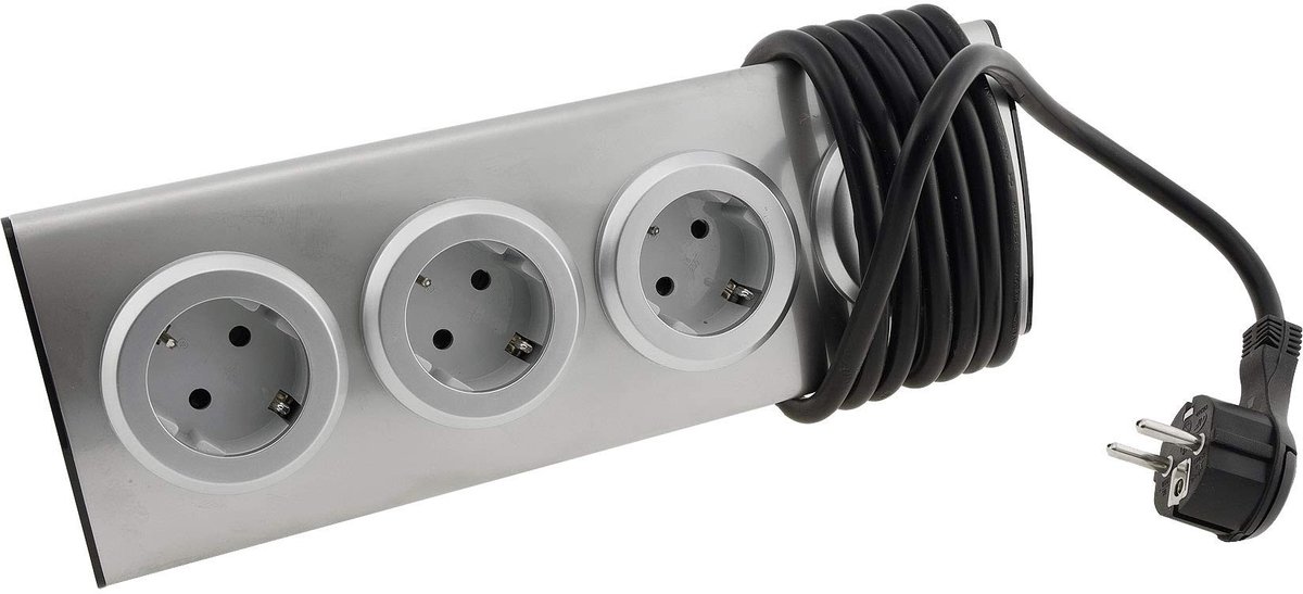 Hoekstopcontact met 4 Aardleksockets en 2 USB-poorten